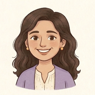 AI öğretmenin — gülümseyen kadın mentor çizimi
